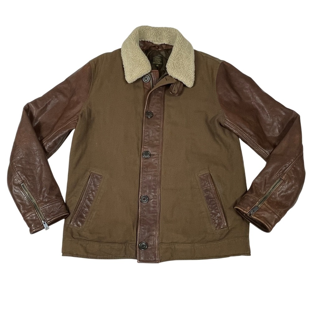 Lucky Brand TYPE L-54C Canvas & Leather Aviator Jacket Rare Heritage Style Sz. M